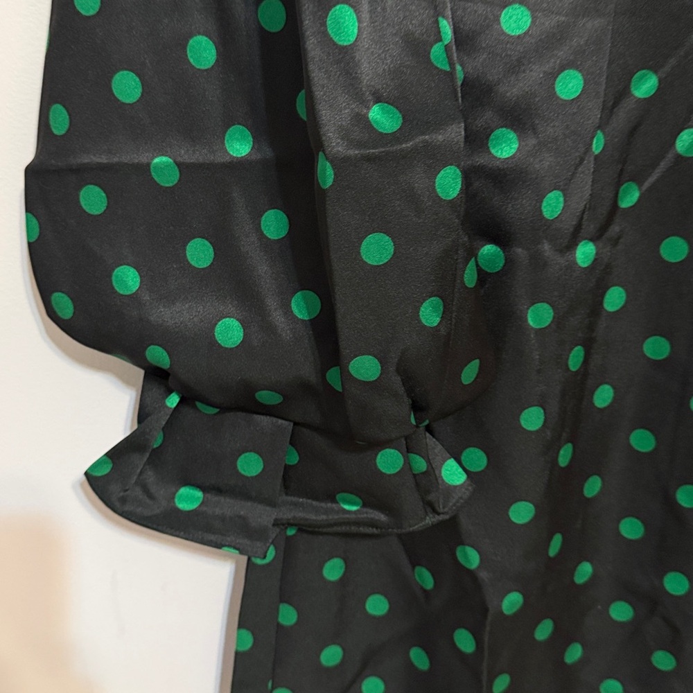 Flora Bea NYC Madelina Satin Polka Dot Mini Dress S - NWT Bishop Sleeve - Picture 6 of 6